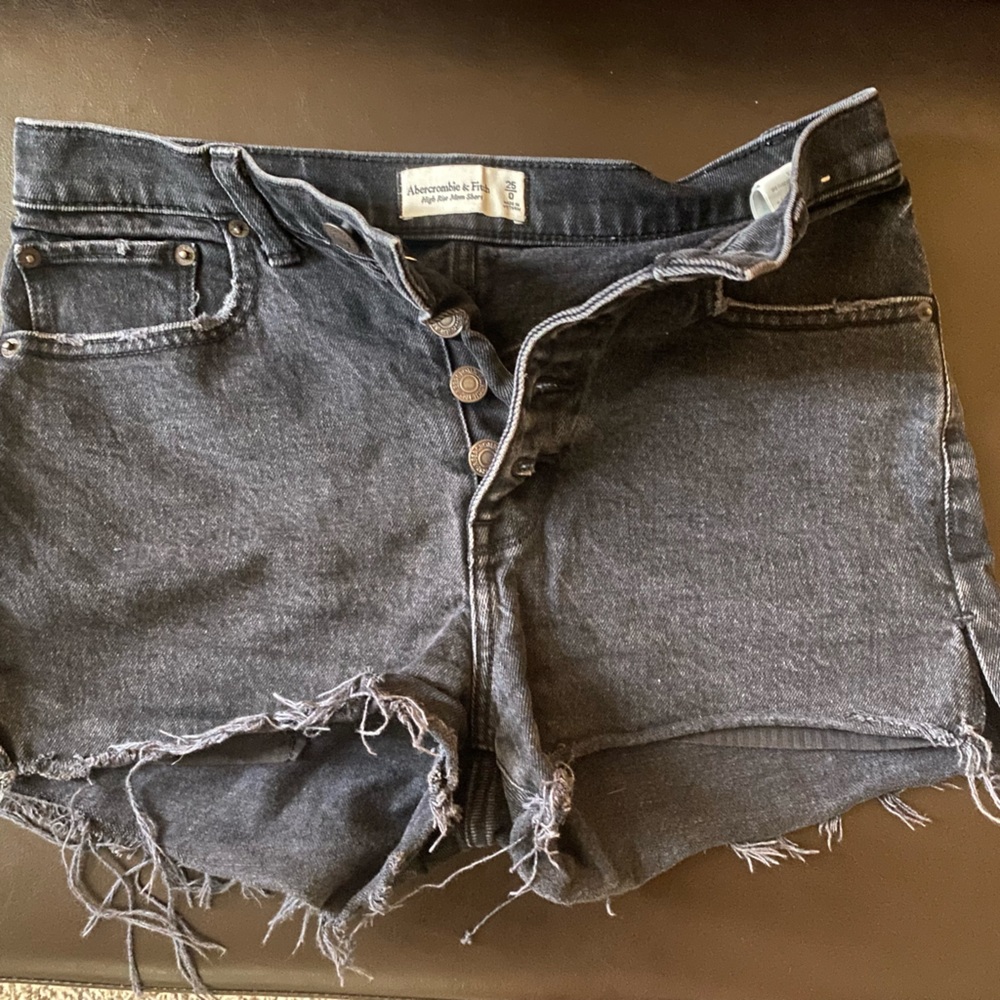 Abercrombie black denim shorts